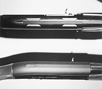 Ствольные коробки: сверху ствол Beretta AL391 Urika, снизу - ствол Browning Gold Fusion со светящейся мушкой