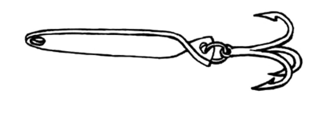 Чертеж лепестка судаковой блесны - отвесная проводка приманки на судака